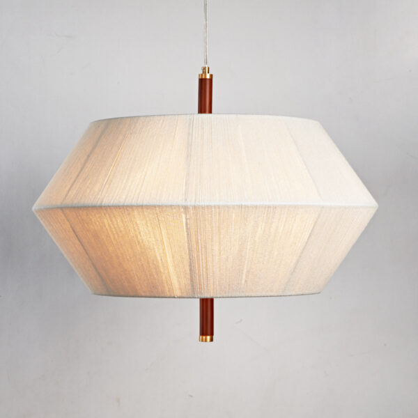 Contemporary Boho Oak Natural Cotton Weaved Pendant Light