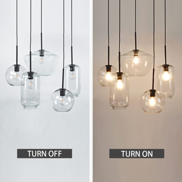 Adjustable Glass Shade Chandelier - Image 5