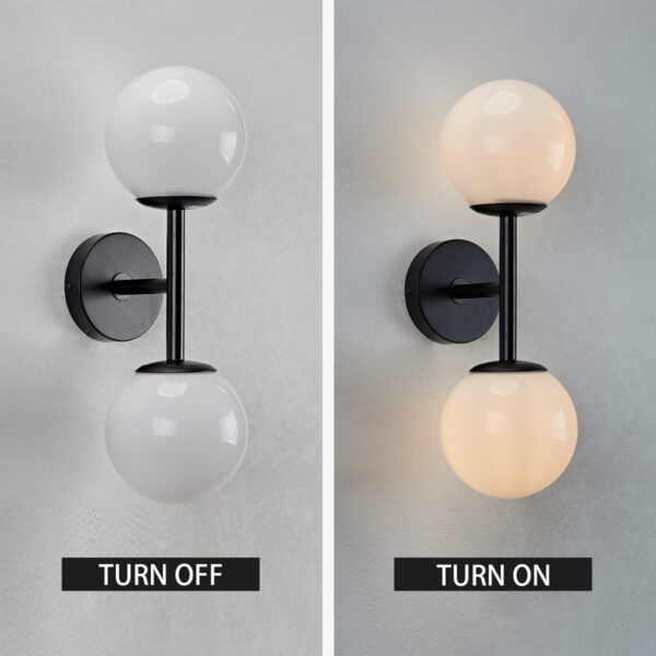 Double Milk Glass Globe Wall Sconce - Image 17