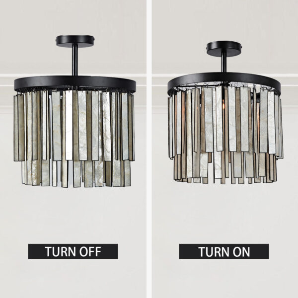 Brushed Brass Finish Capiz Shell Ceiling Light - Image 4