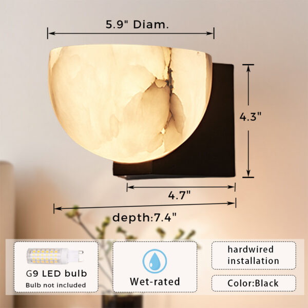 Engraved Elegance Alabaster Sconce - Image 2