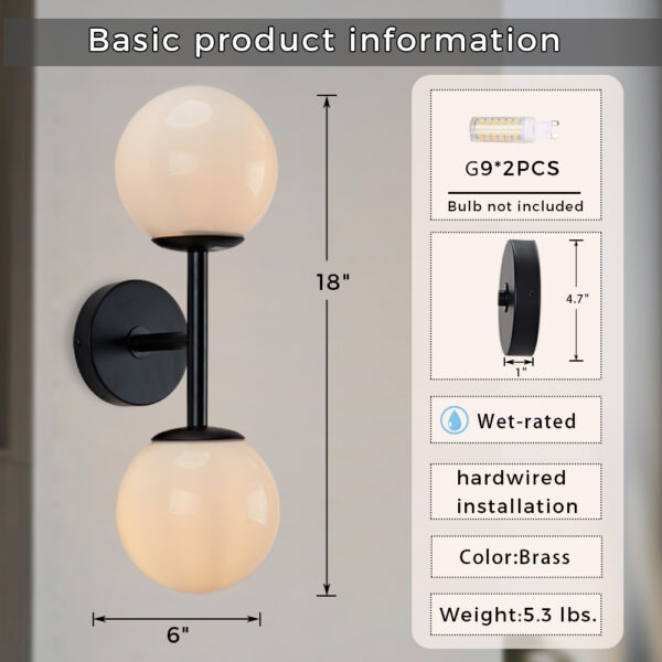 Double Milk Glass Globe Wall Sconce - Image 15