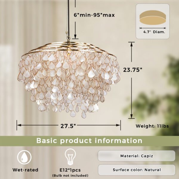 Handcrafted Capiz Shell Chandelier - Image 2