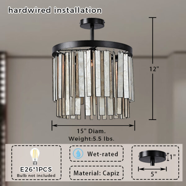 Brushed Brass Finish Capiz Shell Ceiling Light - Image 2