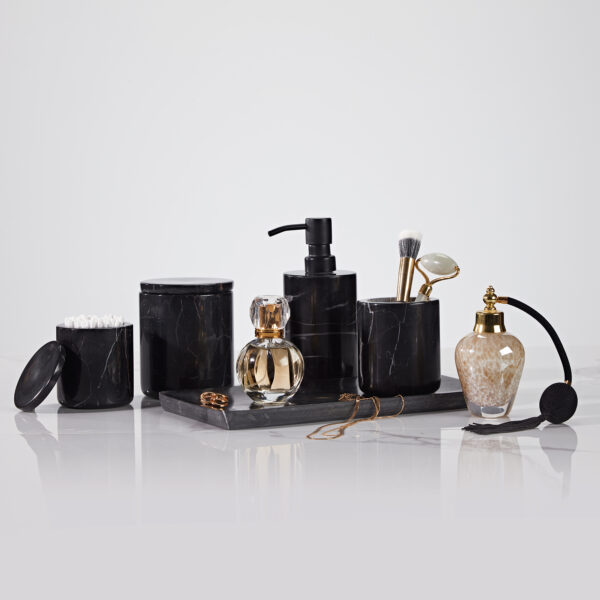 Handcrafted Black Marquina Marble Bath Accessories