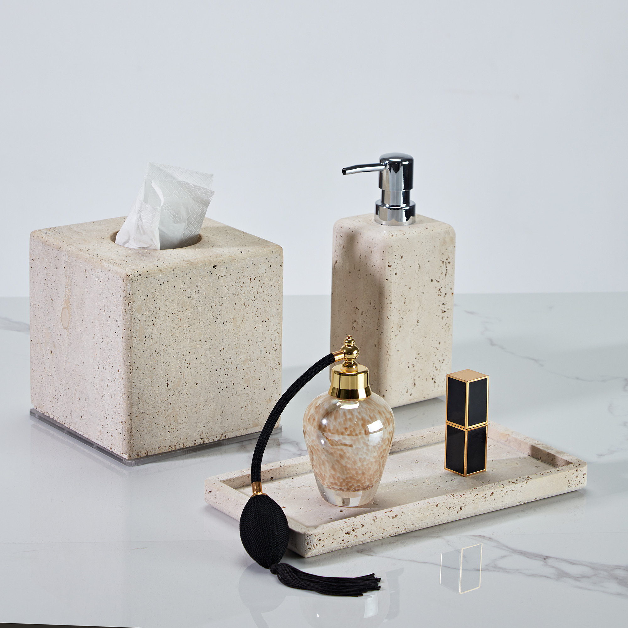 Natural Travertine Bath Accessories - Image 30