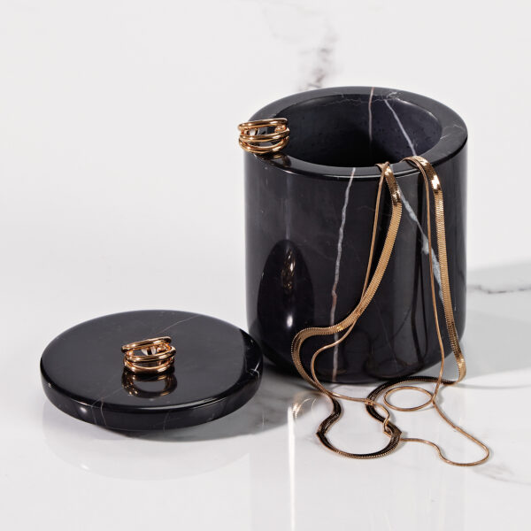 Handcrafted Black Marquina Marble Bath Accessories - Image 22