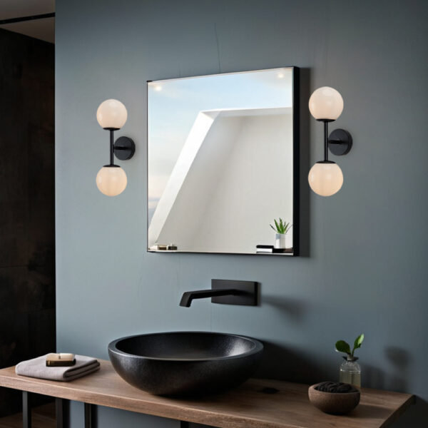 Double Milk Glass Globe Wall Sconce - Image 18