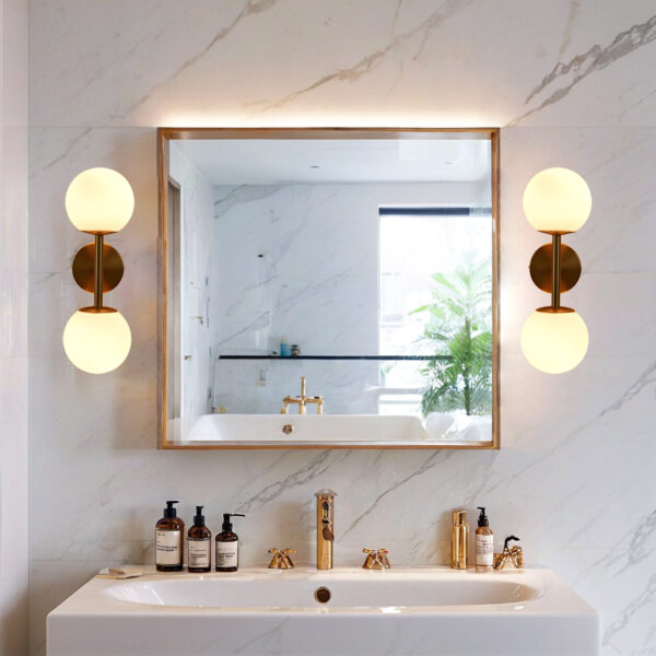 Double Milk Glass Globe Wall Sconce - Image 6
