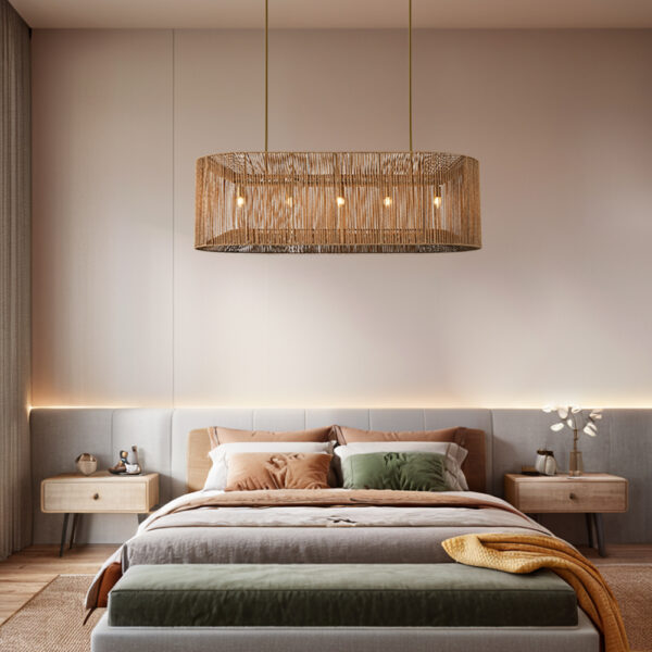 Rattan Weaved Linear Chandelier - Image 14