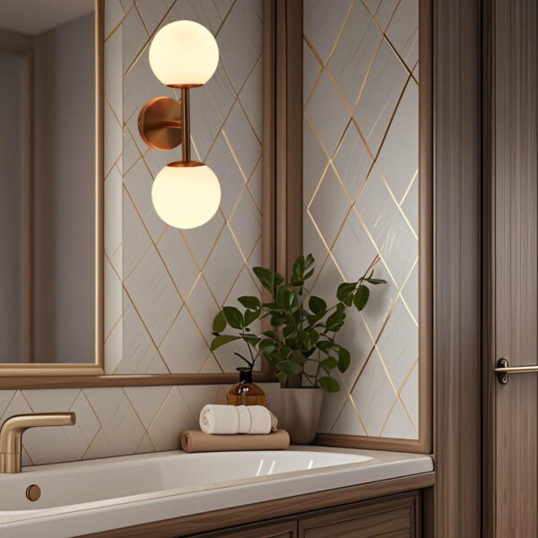 Double Milk Glass Globe Wall Sconce - Image 8
