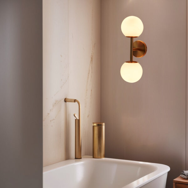 Double Milk Glass Globe Wall Sconce - Image 9