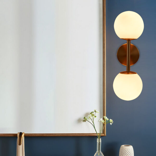 Double Milk Glass Globe Wall Sconce - Image 7