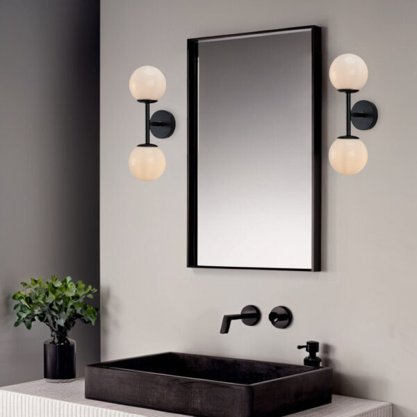 Double Milk Glass Globe Wall Sconce - Image 19