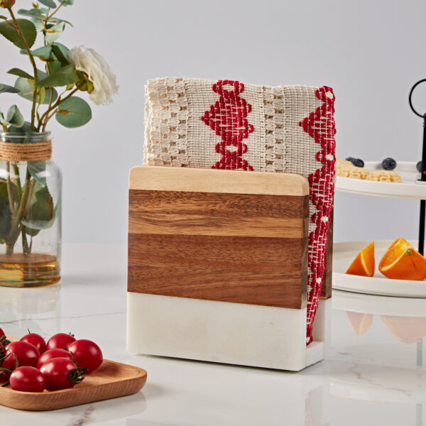 Modern Wood and Marble Napkin Holder - Image 14