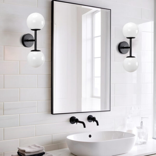 Double Milk Glass Globe Wall Sconce - Image 20