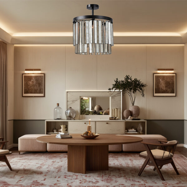 Brushed Brass Finish Capiz Shell Ceiling Light - Image 9