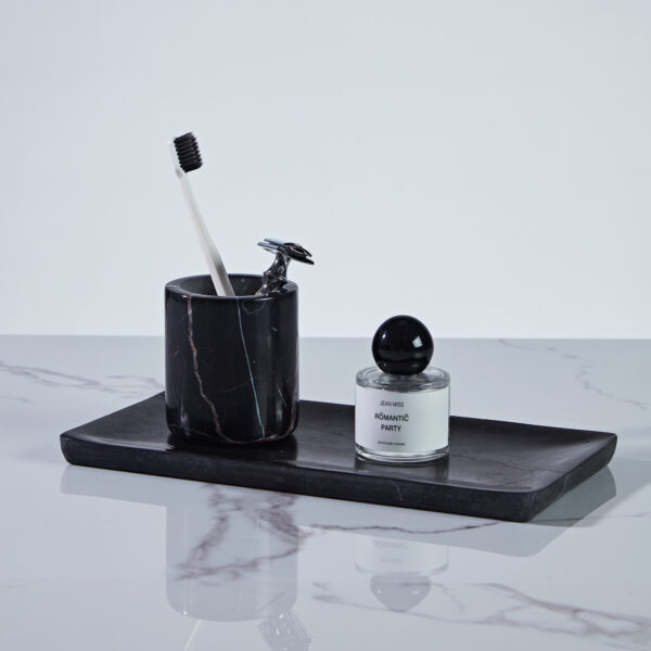 Handcrafted Black Marquina Marble Bath Accessories - Image 13