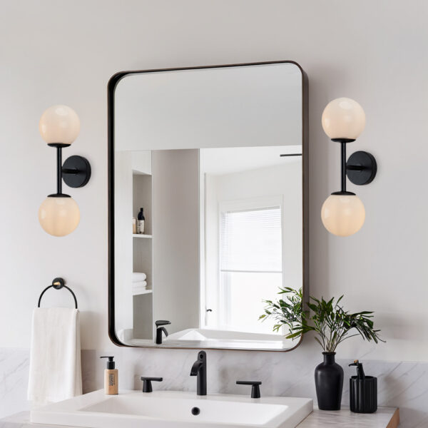 Double Milk Glass Globe Wall Sconce - Image 21