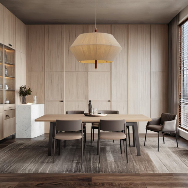 Contemporary Boho Oak Natural Cotton Weaved Pendant Light - Image 9