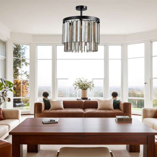 Brushed Brass Finish Capiz Shell Ceiling Light - Image 10