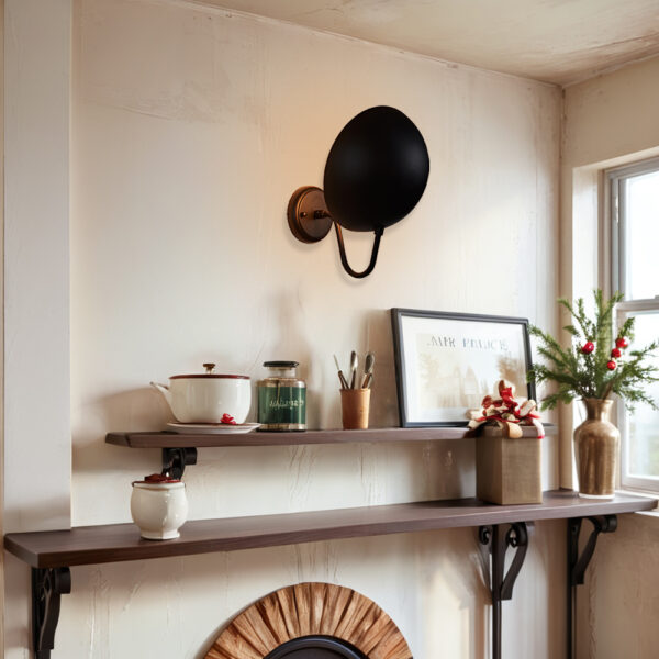 Brass Handcrafted Round Shade Sconce - Image 9