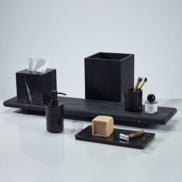 Handcrafted Black Marquina Marble Bath Accessories - Image 47