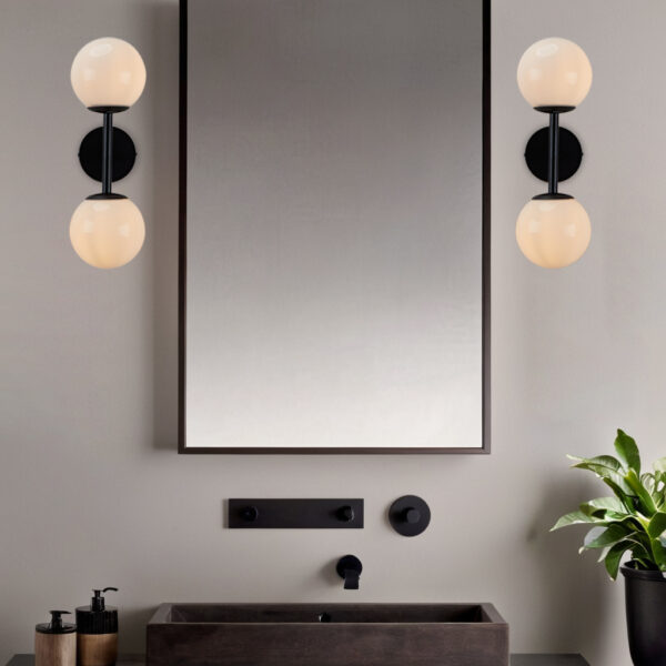 Double Milk Glass Globe Wall Sconce - Image 22