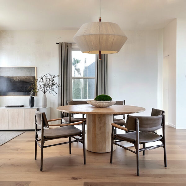 Contemporary Boho Oak Natural Cotton Weaved Pendant Light - Image 10