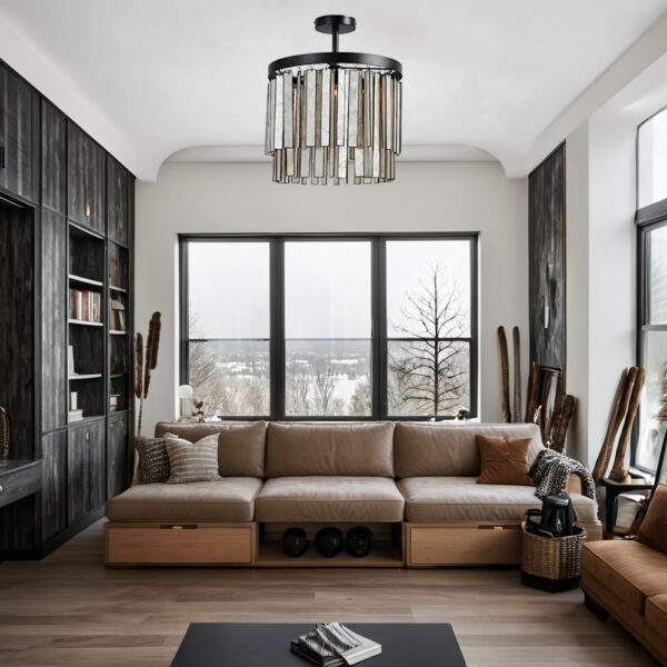 Brushed Brass Finish Capiz Shell Ceiling Light - Image 11