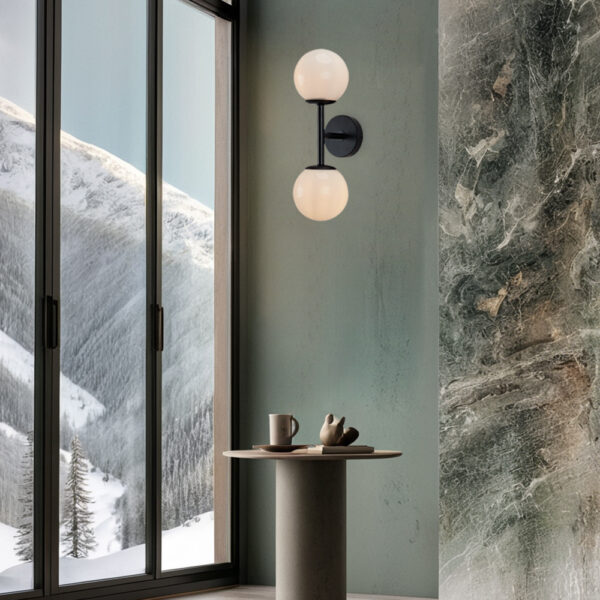 Double Milk Glass Globe Wall Sconce - Image 23