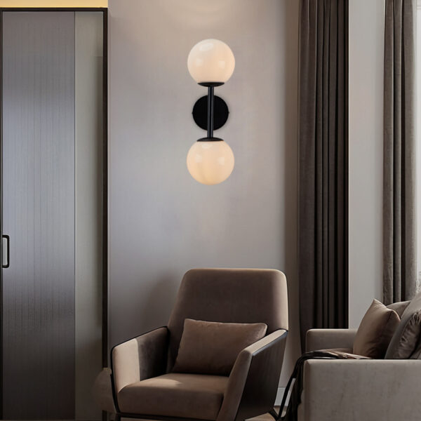 Double Milk Glass Globe Wall Sconce - Image 24