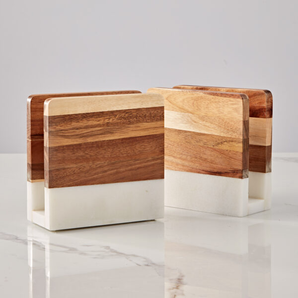 Modern Wood and Marble Napkin Holder - Image 5