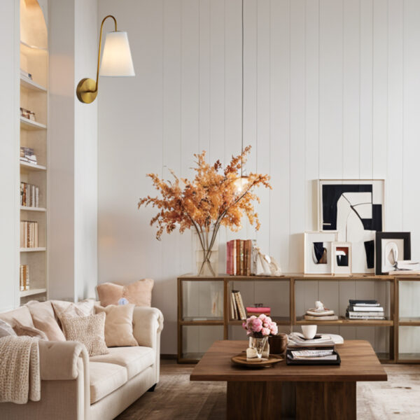 Elegant Design Minimalist Sconce with Linen Shade - Image 13