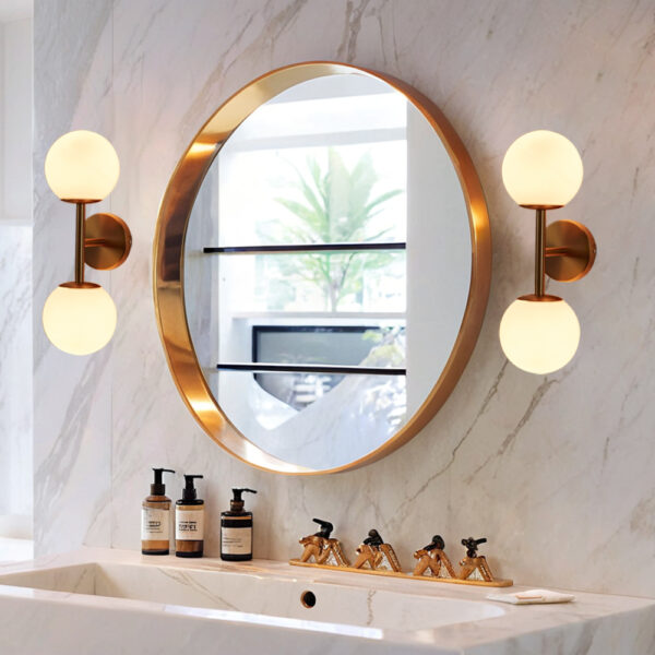 Double Milk Glass Globe Wall Sconce - Image 5