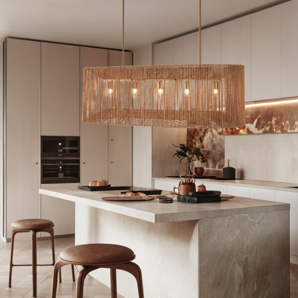 Rattan Weaved Linear Chandelier - Image 13