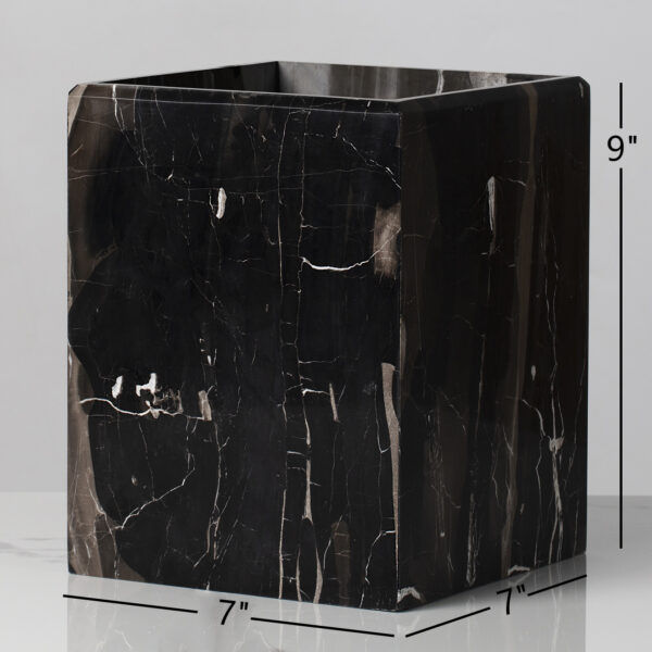 Silver Dragon Marble Luxe Trash Can/Wastebasket - Image 2