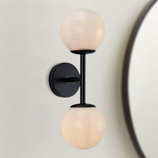 Double Milk Glass Globe Wall Sconce - Image 14