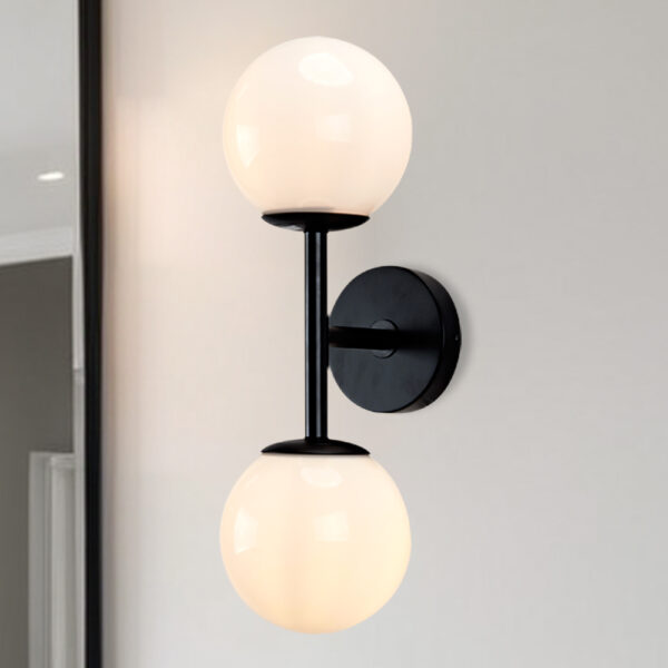 Double Milk Glass Globe Wall Sconce - Image 18