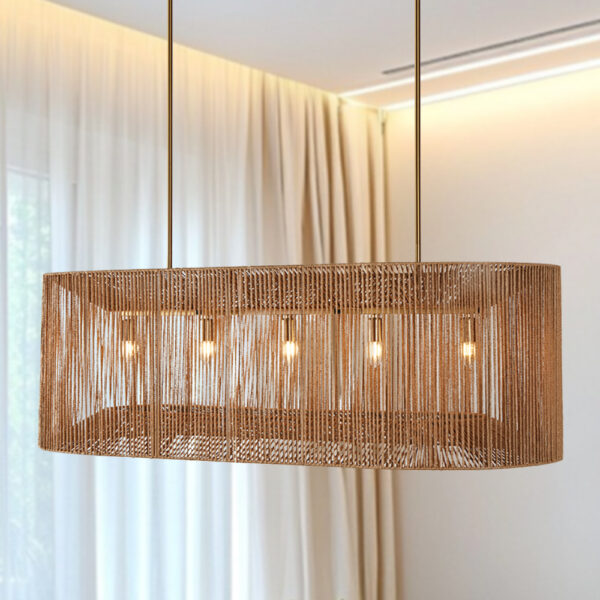 Rattan Weaved Linear Chandelier