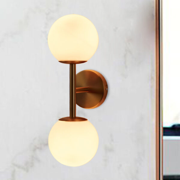 Double Milk Glass Globe Wall Sconce