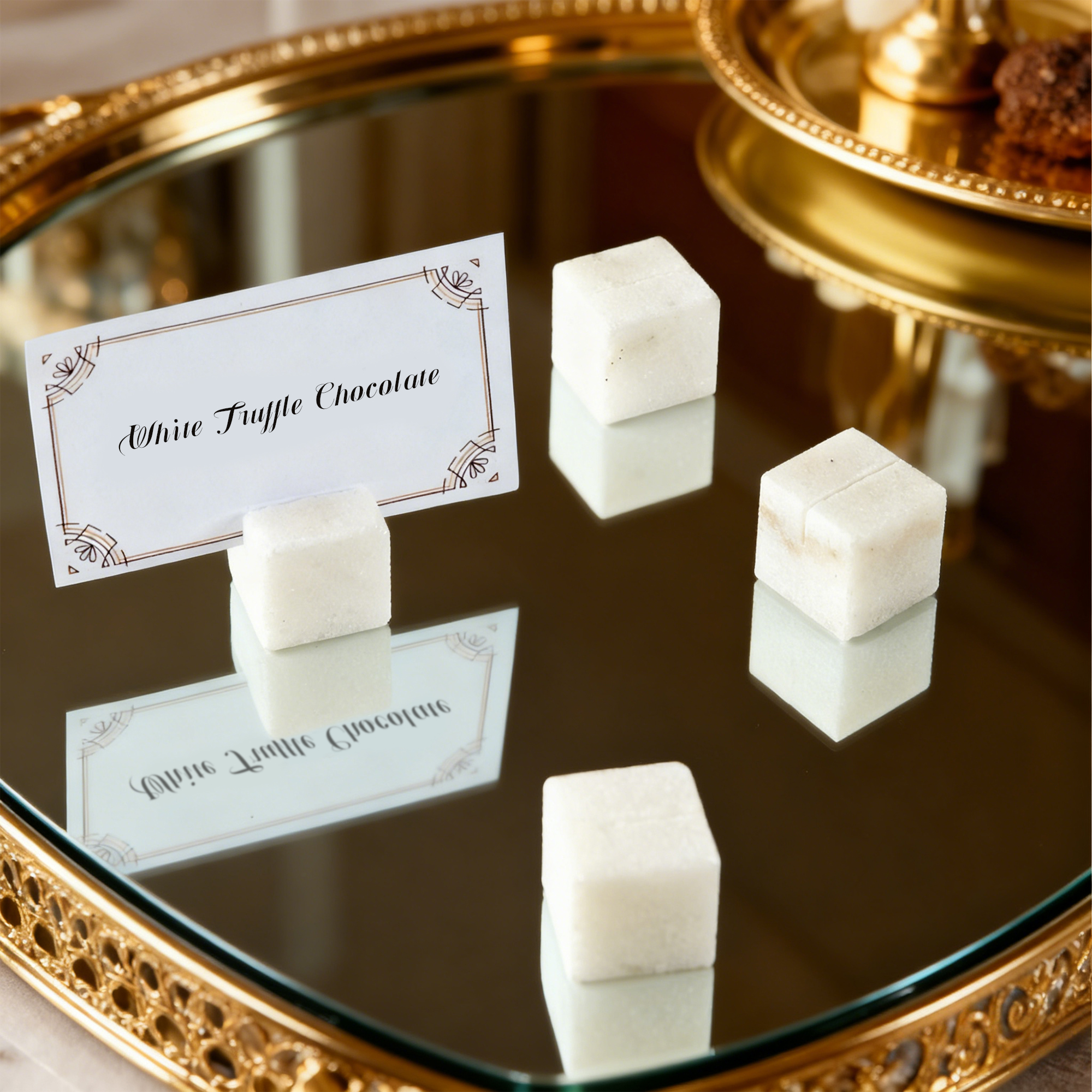 Handcrafted Elegant Polished White Marble Place Card Holders Set of 4 - Image 13