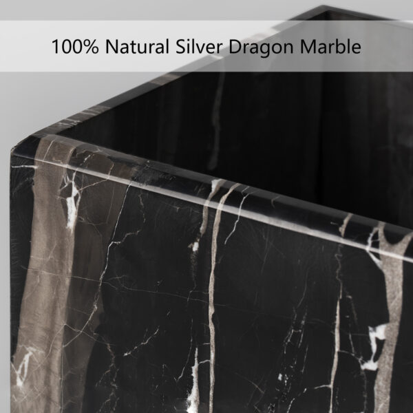 Silver Dragon Marble Luxe Trash Can/Wastebasket - Image 4