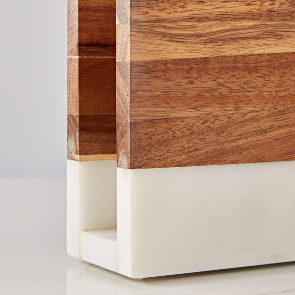Modern Wood and Marble Napkin Holder - Image 6
