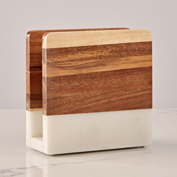 Modern Wood and Marble Napkin Holder - Image 8