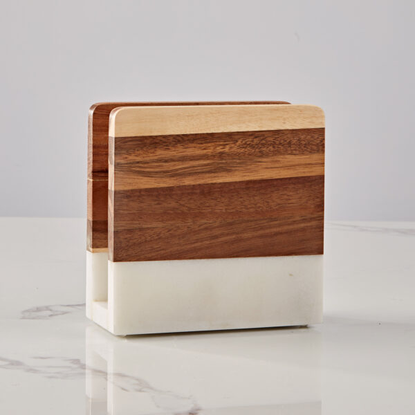 Modern Wood and Marble Napkin Holder