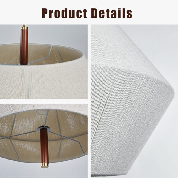 Contemporary Boho Oak Natural Cotton Weaved Pendant Light - Image 5