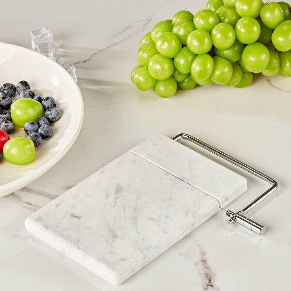 White Marble Cheese Board with Slicer - Image 5