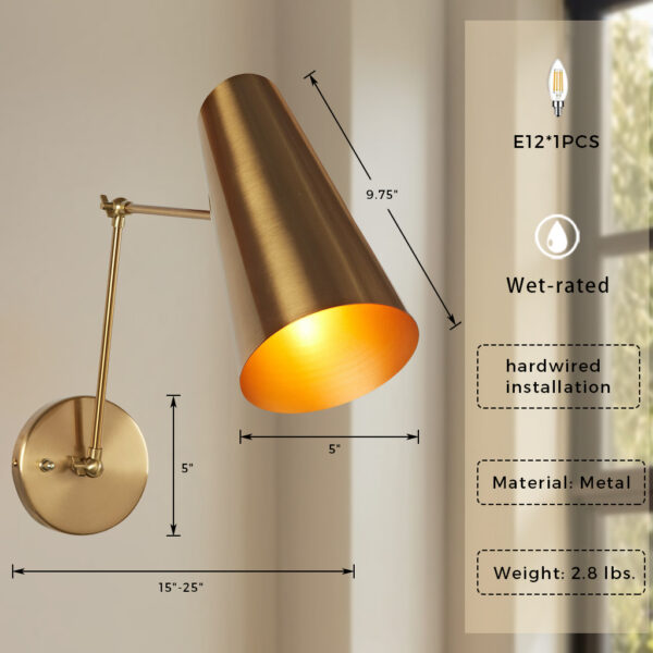 Elegant Articulating Mid-Century Modern Metal Sconce - Image 2