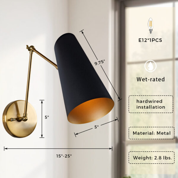 Elegant Articulating Mid-Century Modern Metal Sconce - Image 17